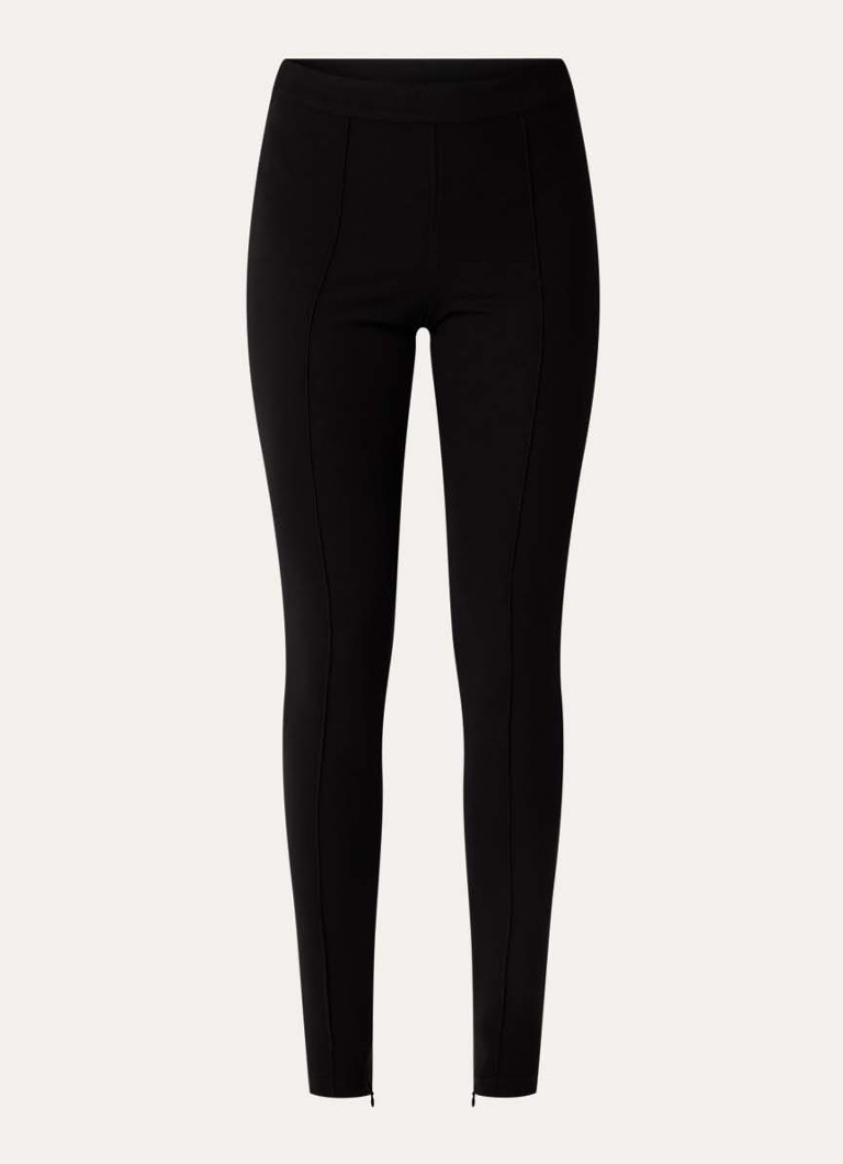 ROUGE EDIT Dames Roumoana high waist skinny fit legging met siernaad in de kleur Zwart, maat: 34