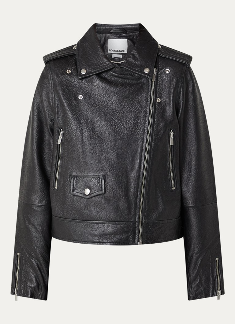 ROUGE EDIT Dames Rouleena jack van lamsleer met ritszakken in de kleur Zwart, maat: 36