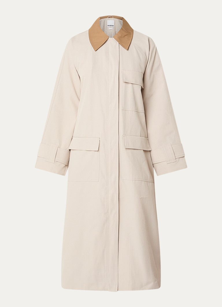 ROUGE EDIT Dames Roulianne trenchcoat met klepzakken in de kleur Beige, maat: 38
