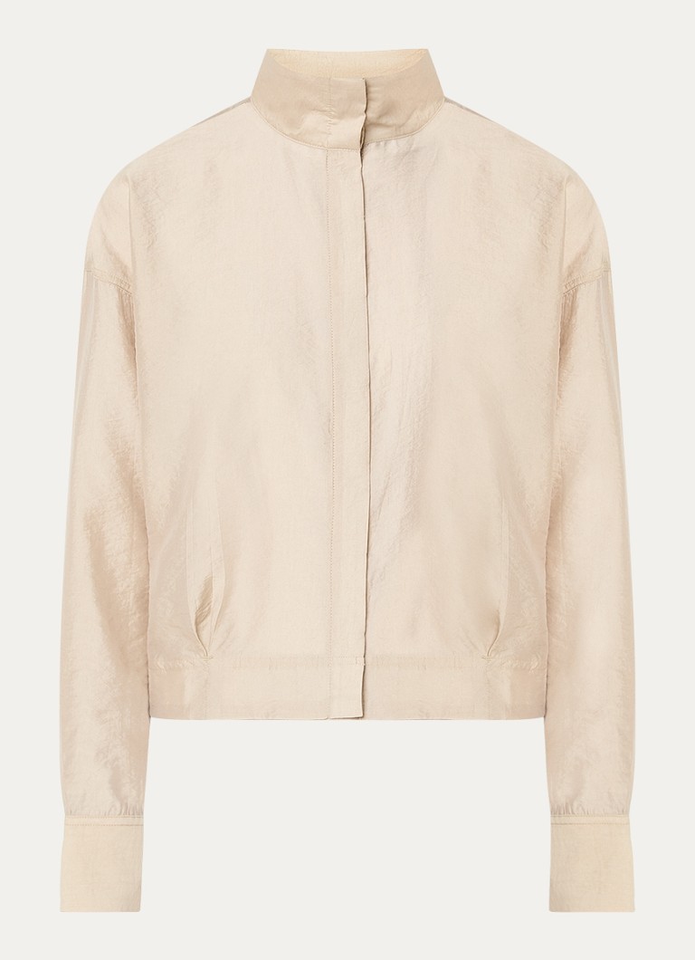 ROUGE EDIT Dames Stina blouse met opstaande kraag in de kleur Beige, maat: 36