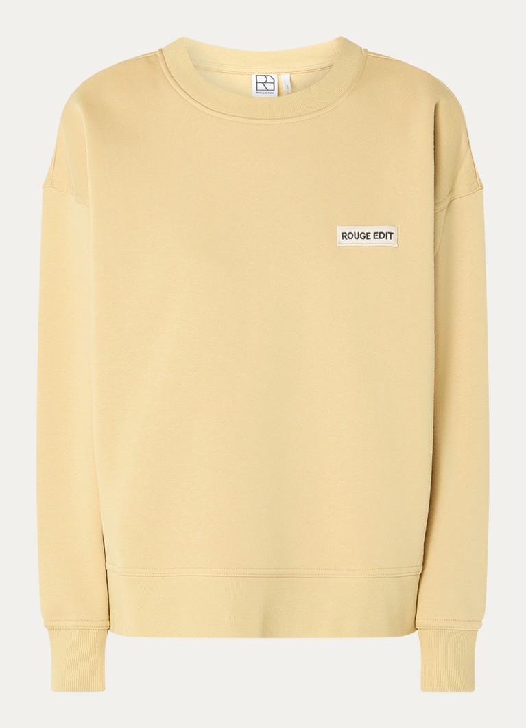 ROUGE EDIT Dames York oversized sweater met logo in de kleur Okergeel, maat: XS