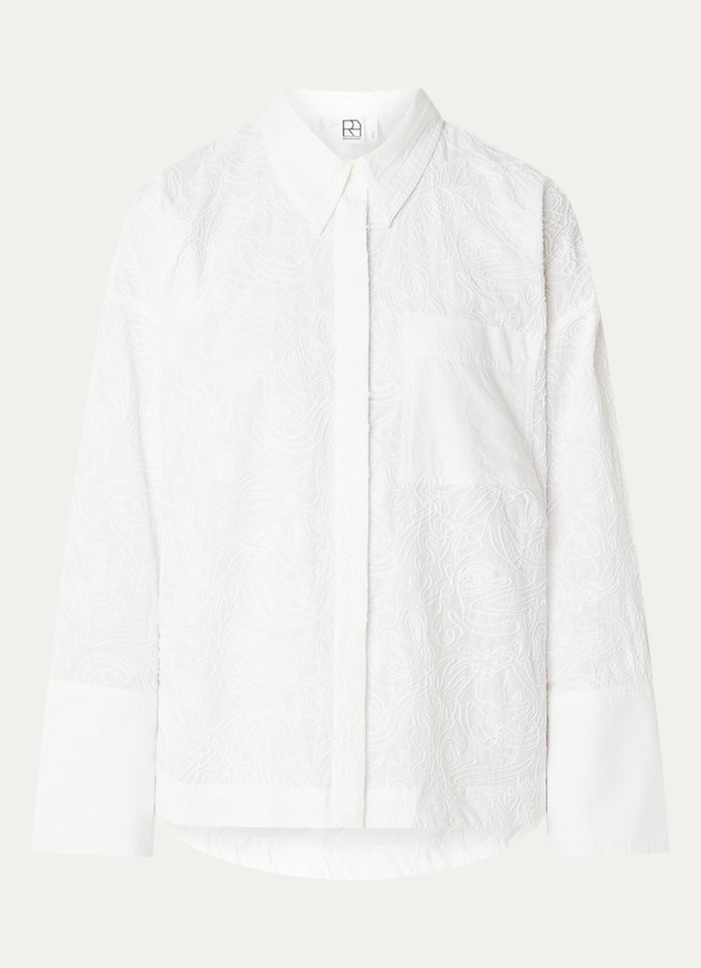 ROUGE EDIT Dames Rouemma blouse met borduring en borstzak in de kleur Wit, maat: 40
