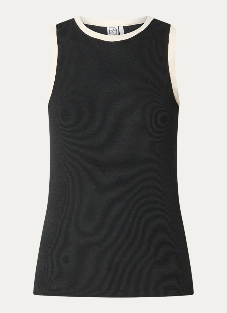 ROUGE EDIT Dames Rouhelena ribgebreide tanktop in de kleur Antraciet, maat: L
