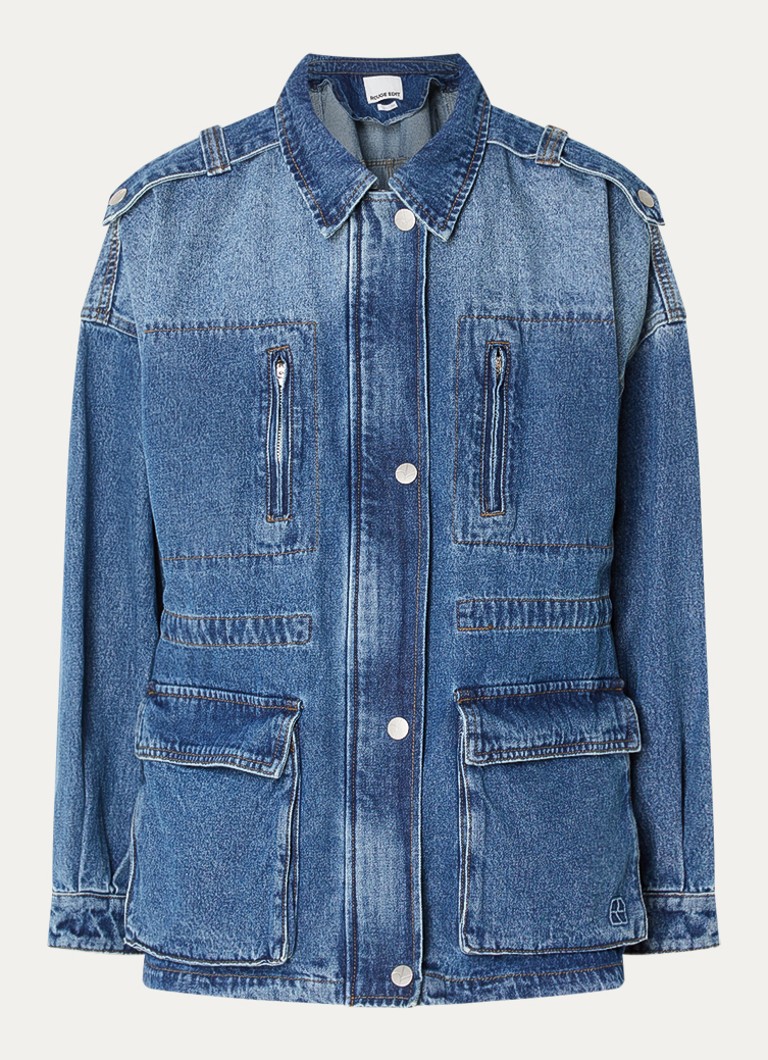 ROUGE EDIT Dames Rouramonas spijkerjas met klepzakken in de kleur Donkerblauw, maat: 38