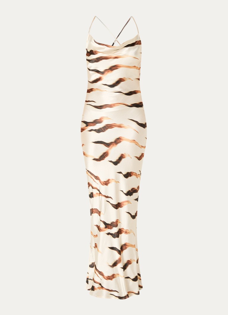 ROUGE EDIT Dames Rousmillas maxi jurk met zebraprint in de kleur Creme, maat: 36