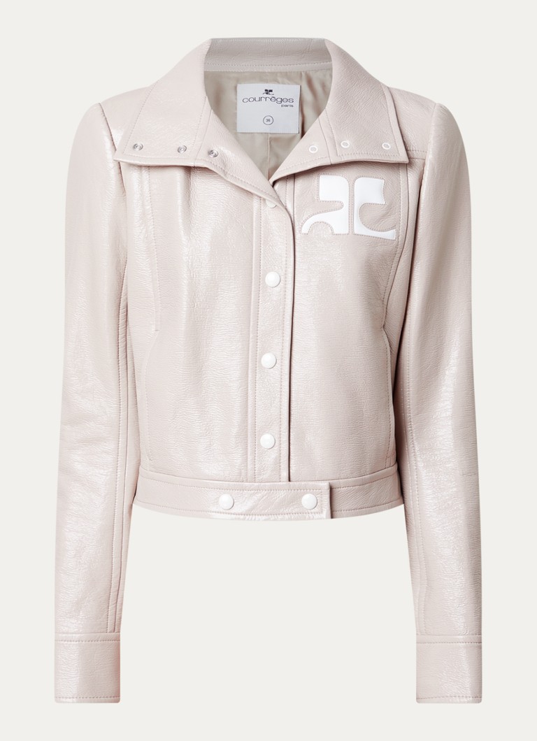 Courrèges Dames Jack van imitatieleer met logo en glanzende finish in de kleur Creme, maat: 38