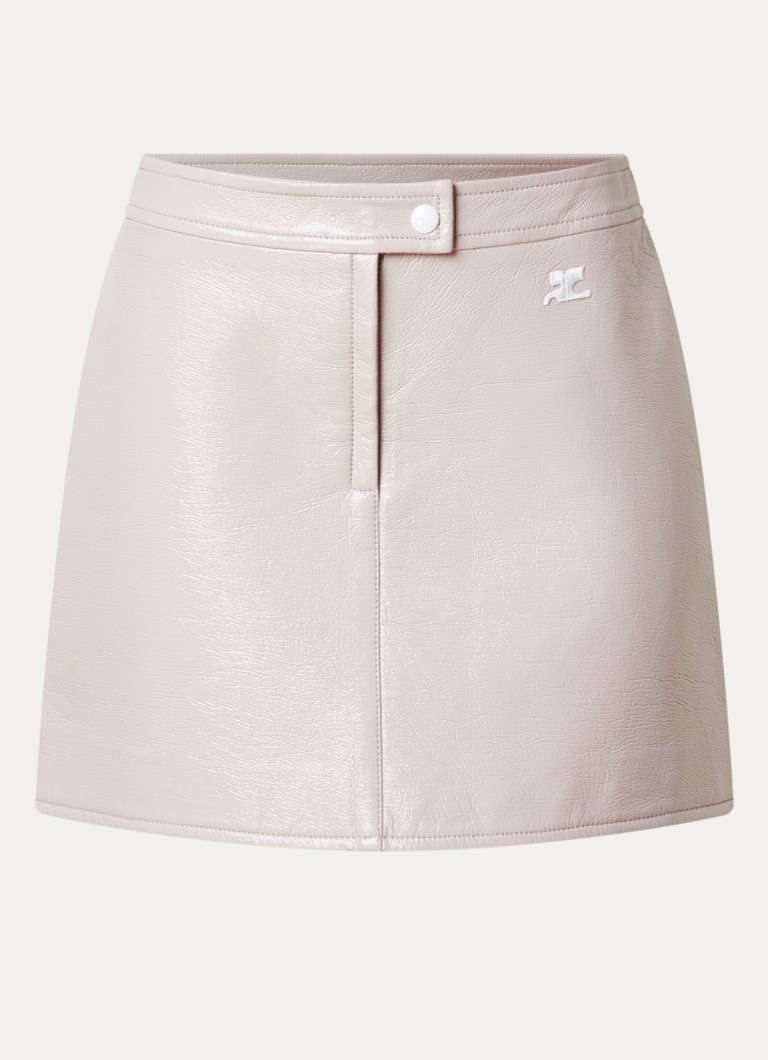 Courrèges Dames Mini rok van imitatieleer met glanzende finish in de kleur Creme, maat: 34