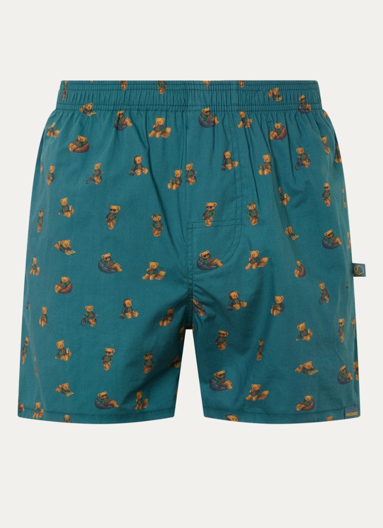 Pockies Heren Bob de Beer boxershort met print in de kleur Donkergroen, maat: M