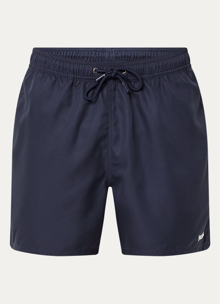 Pockies Heren Navy zwemshorts met streepprint en ritszakken in de kleur Donkerblauw, maat: S