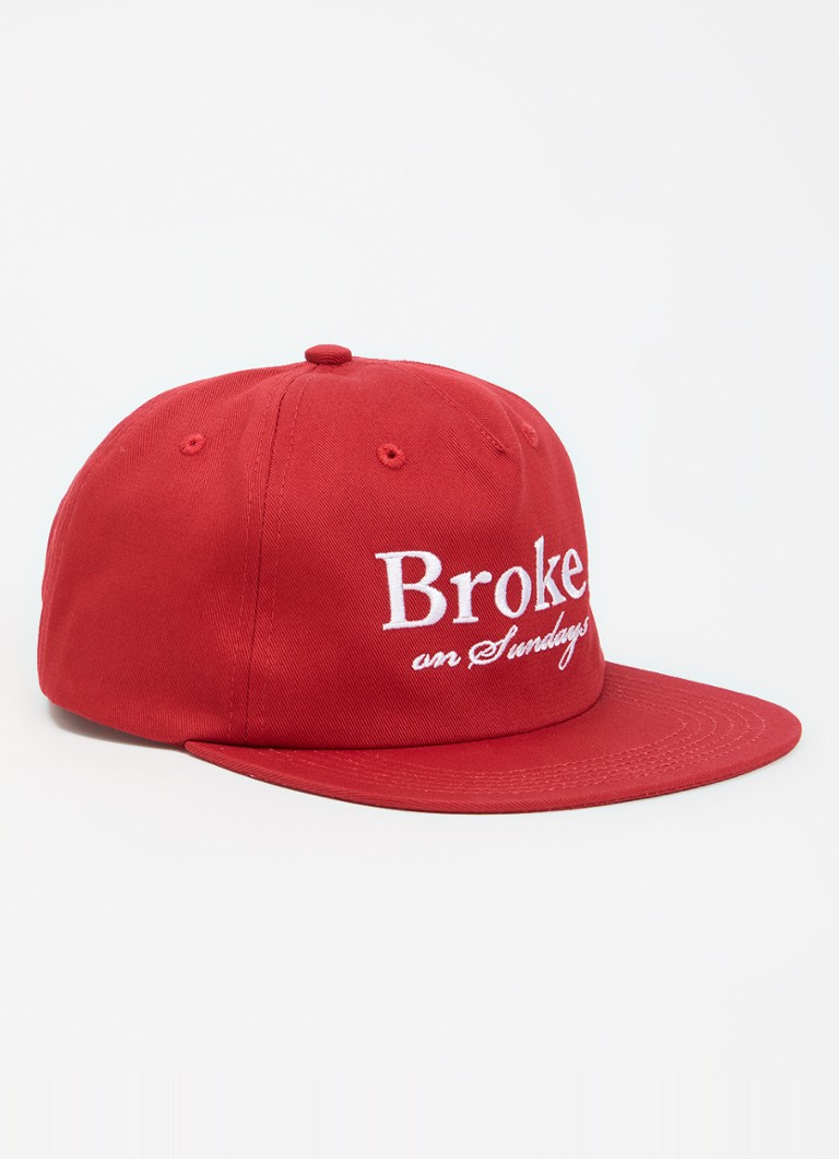 Pockies Heren Broke pet met borduring in de kleur Donkerrood, maat: OS
