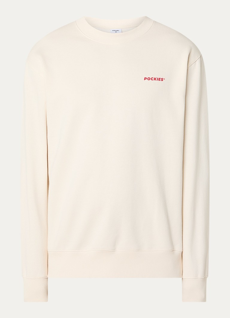 Pockies Heren Lobster sweater met logo- en backprint in de kleur Creme, maat: S