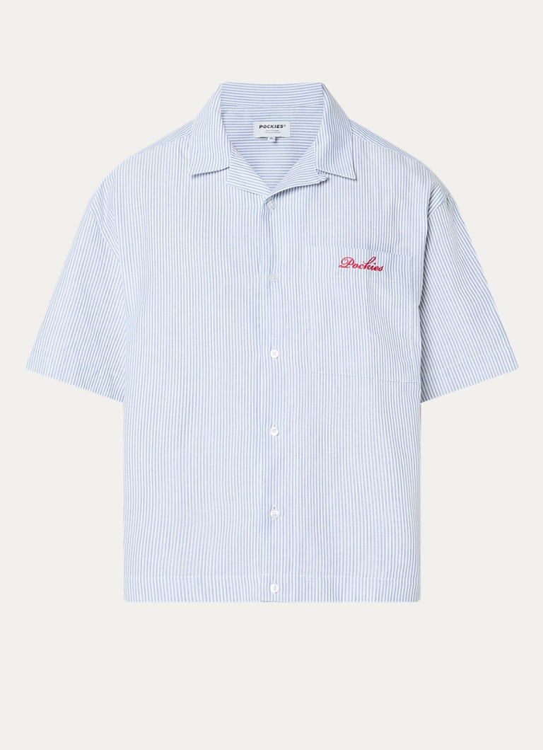 Pockies Heren Regular fit overhemd met logo in de kleur Lichtblauw, maat: L