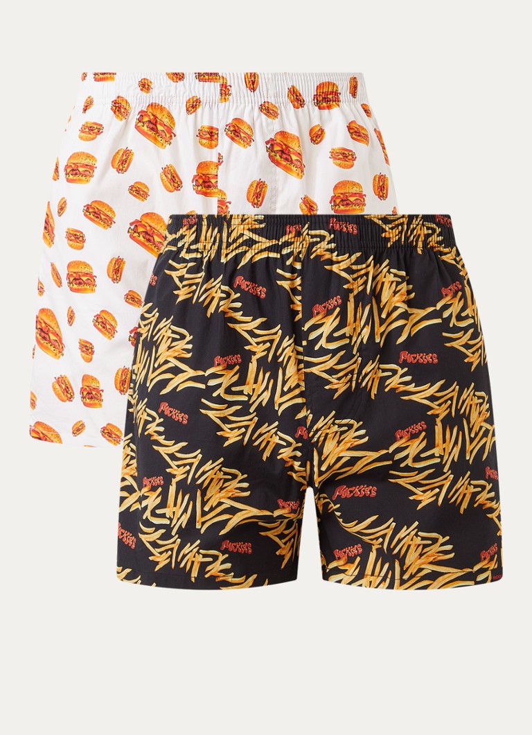 Pockies Heren Burgers and Fries boxershort met steekzakken in 2-pack in de kleur Multicolor, maat: XL