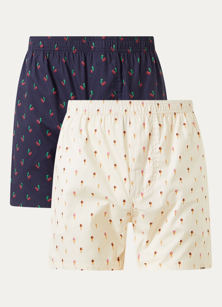 Pockies Heren Cherries 'N Cream boxershort met steekzakken in 2-pack in de kleur Multicolor, maat: M
