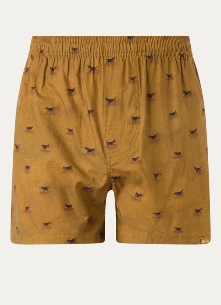 Pockies Heren Beagle boxershort met print in de kleur Mosterd, maat: M
