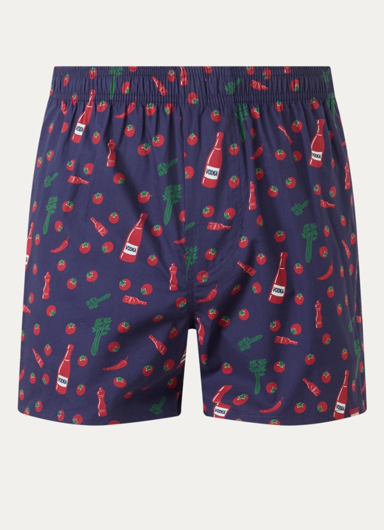 Pockies Heren Boxershort met print in de kleur Donkerblauw, maat: S