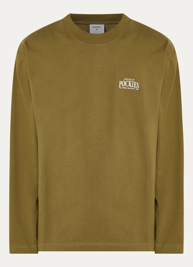 Pockies Heren Sweater met logo- en backprint in de kleur Groen, maat: XL