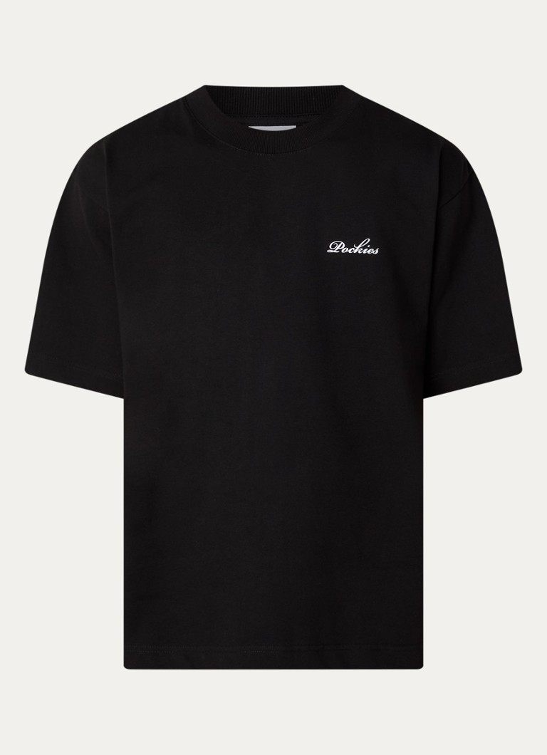 Pockies Heren Roses T-shirt met logo- en backprint in de kleur Zwart, maat: XL