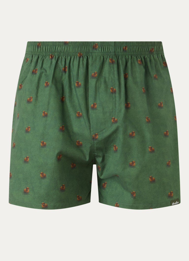 Pockies Heren Sheep boxershort met print in de kleur Legergroen, maat: L