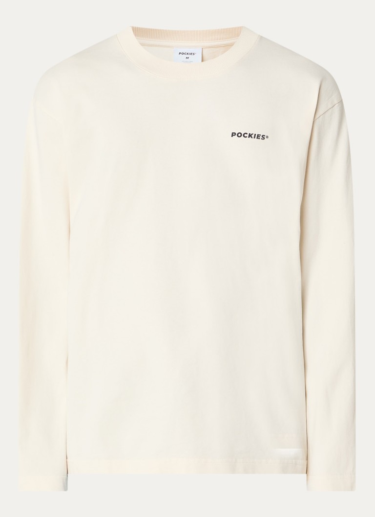 Pockies Heren Shepherd sweater met logo- en backprint in de kleur Gebroken wit, maat: XL