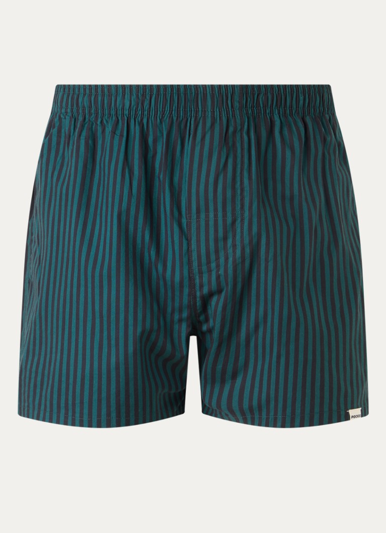 Pockies Heren Boxershort met streepprint in de kleur Donkergroen, maat: L
