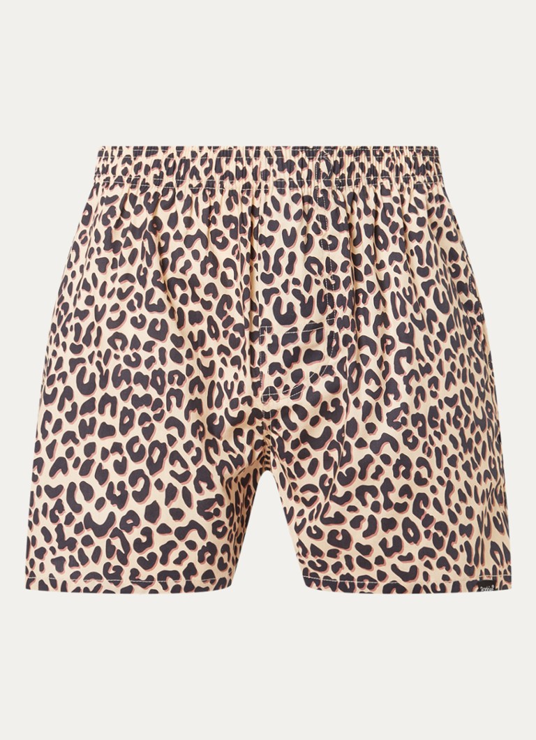 Pockies Heren Boxershort van katoen met panterprint in de kleur Bruin, maat: S