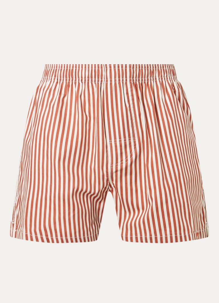 Pockies Heren Boxershort van katoen met streepprint in de kleur Steenrood, maat: S