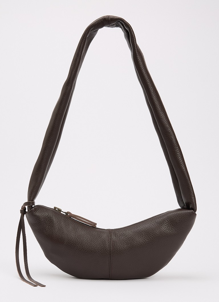 Nona Dames Banana XS crossbodytas van leer in de kleur Chocoladebruin, maat: 1SZ