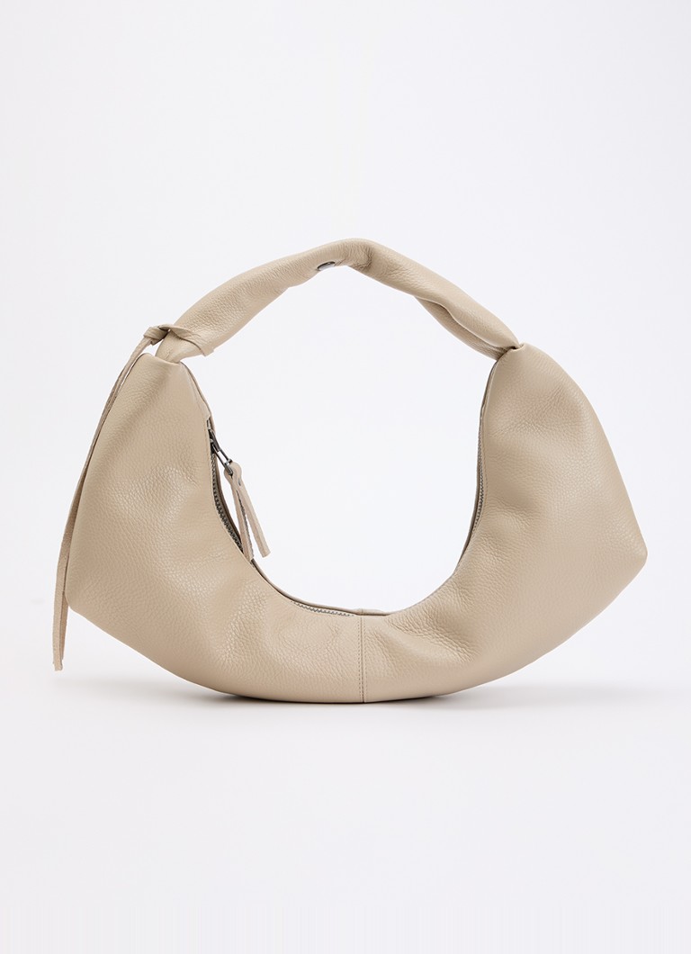 Nona Dames Slouchy schoudertas van leer in de kleur Beige, maat: 1SZ