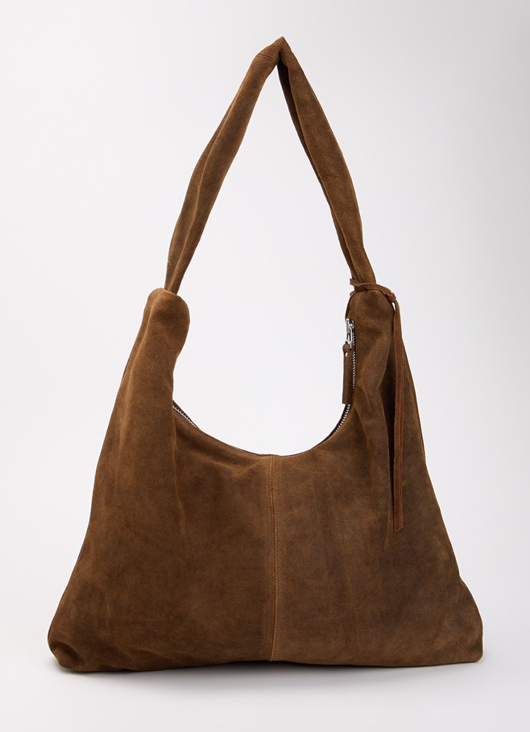 Nona Dames XL crossbodytas van suède in de kleur Bruin, maat: 1SZ