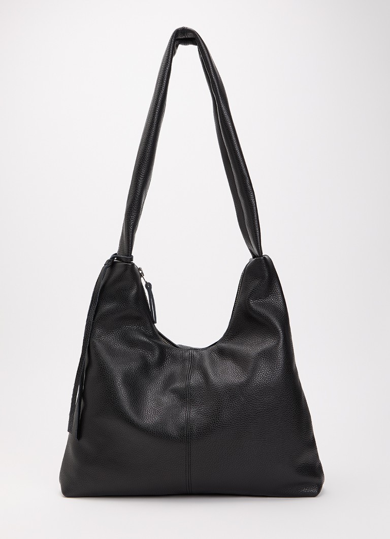 Nona Dames M crossbodytas van leer in de kleur Zwart, maat: m
