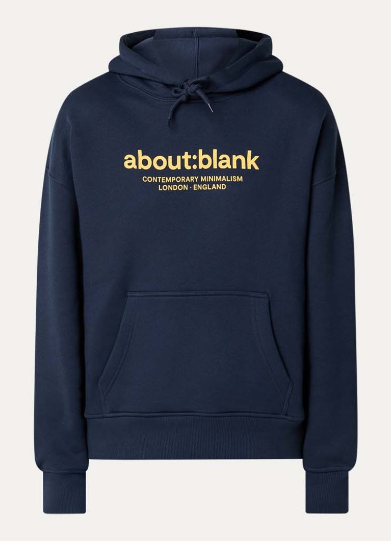 About:blank Heren Garcon hoodie met logoprint in de kleur Donkerblauw, maat: L