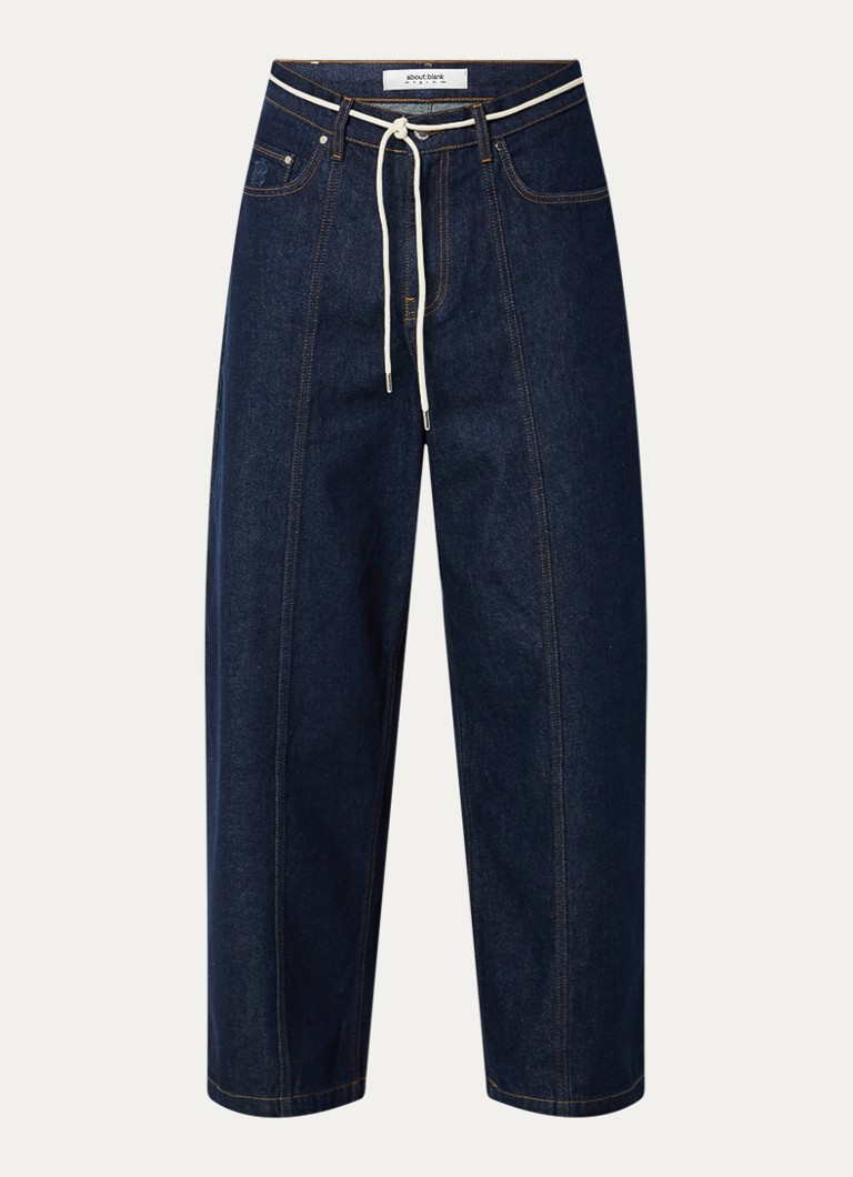 About:blank Heren Loose fit jeans met strikceintuur en donkere wassing in de kleur Indigo, maat: L