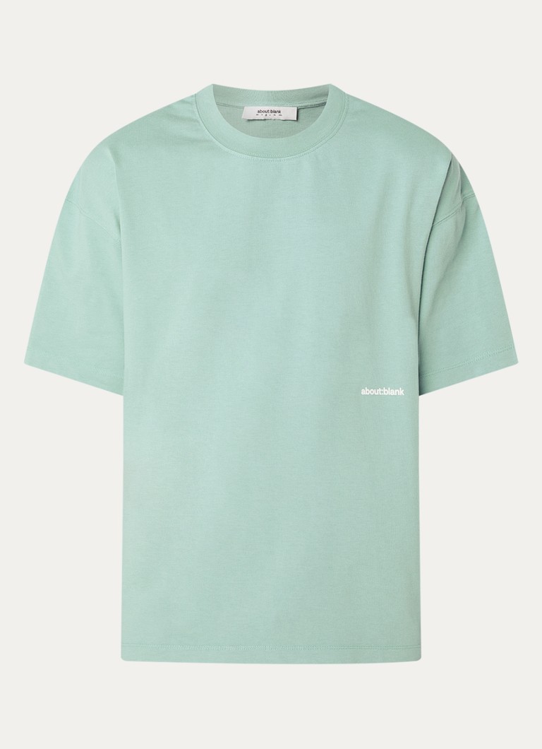 About:blank Heren T-shirt met logo- en backprint in de kleur Mint, maat: S