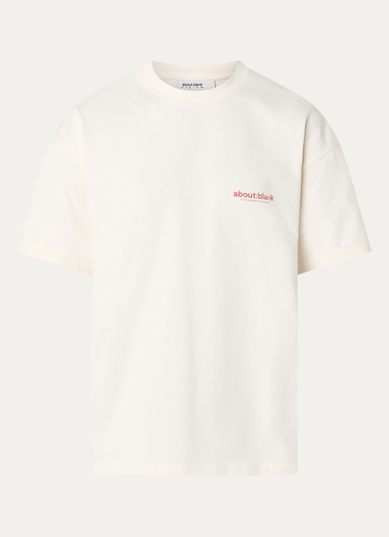 About:blank Heren Monti T-shirt met logo- en backprint in de kleur Creme, maat: S