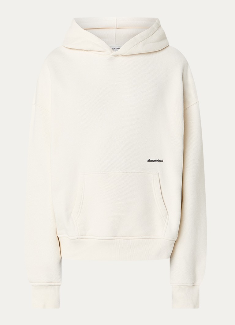 About:blank Heren Box hoodie met logoprint in de kleur Gebroken wit, maat: M
