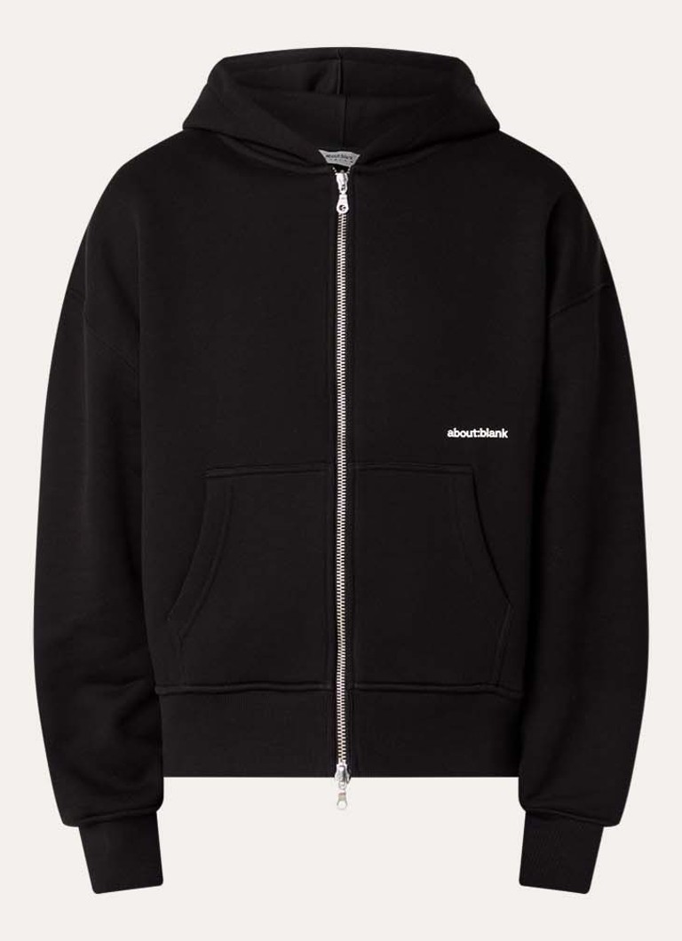 About:blank Heren Box sweatvest met logoprint in de kleur Zwart, maat: S
