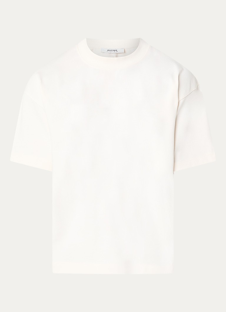 About:blank Heren T-shirt met logo in de kleur Gebroken wit, maat: L
