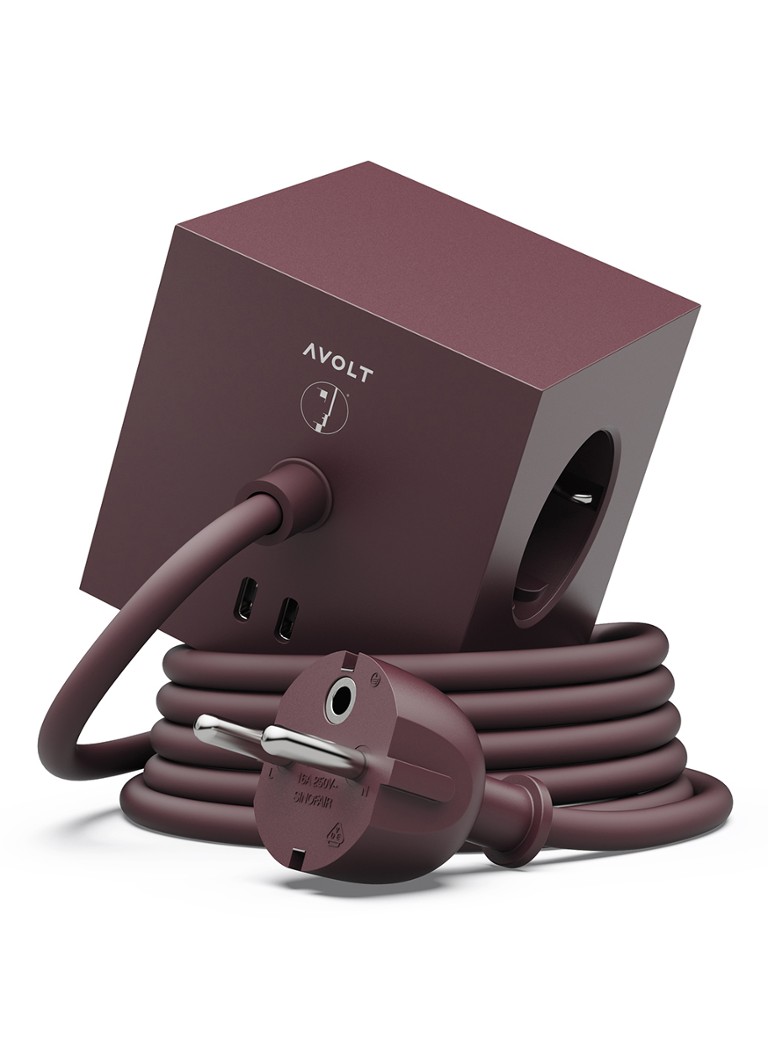 Avolt Square 1 Dual USB-C stekkerdoos 30W - 1,8 meter Rood - Deal