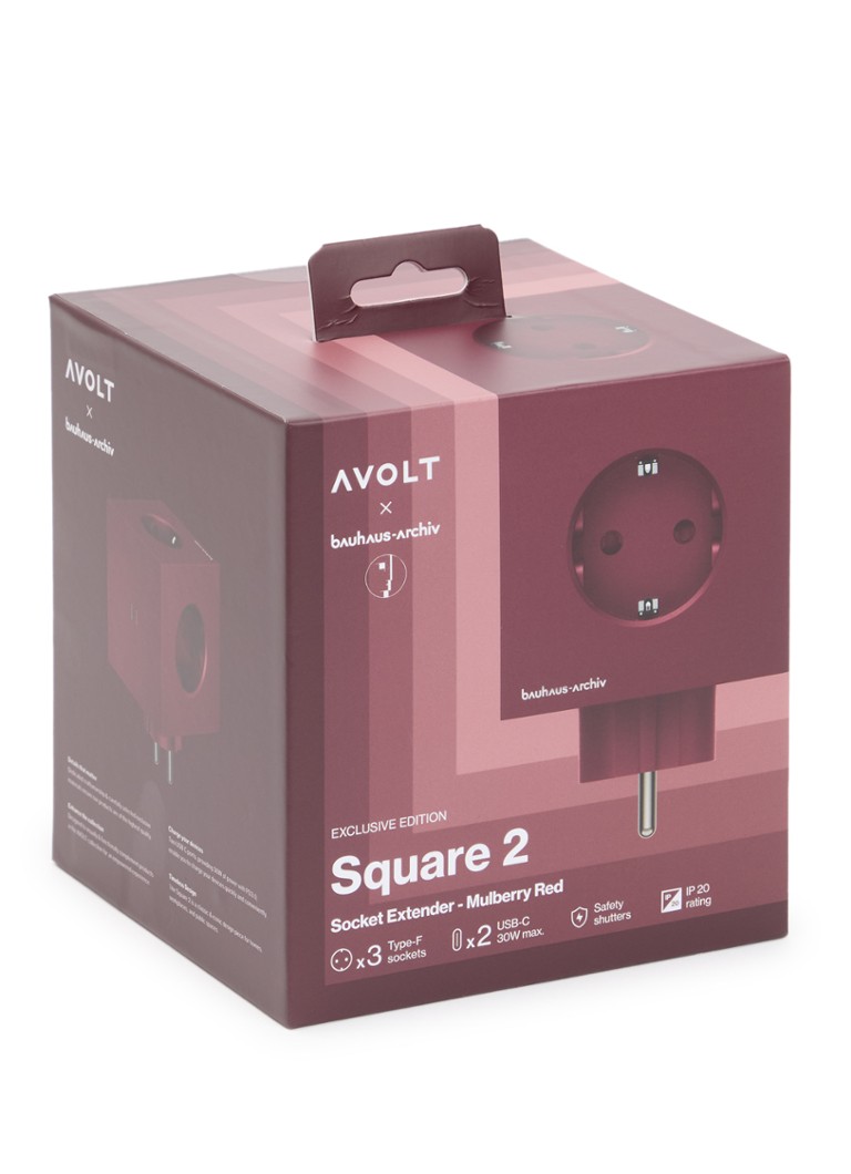 Avolt Square 2 Dual USB-C stekkerdoos 30W Rood - Deal