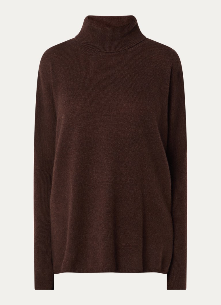 Absolut Cashmere. Dames Clara fijngebreide trui van kasjmier met col in de kleur Roodbruin, maat: L