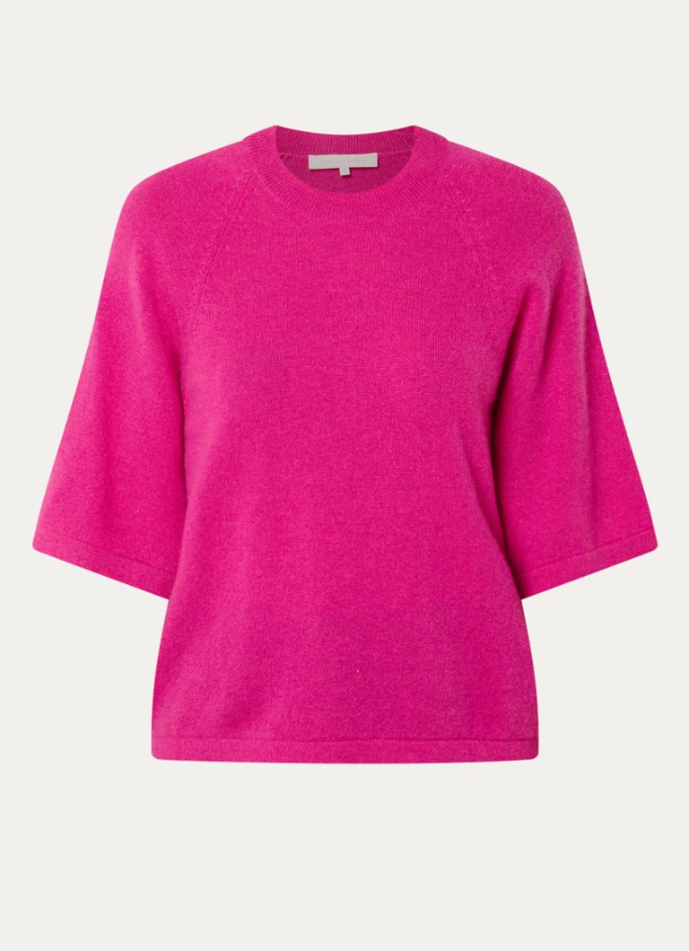 Absolut Cashmere. Dames Leana fijngebreide trui van kasjmier in de kleur Fuchsia, maat: L