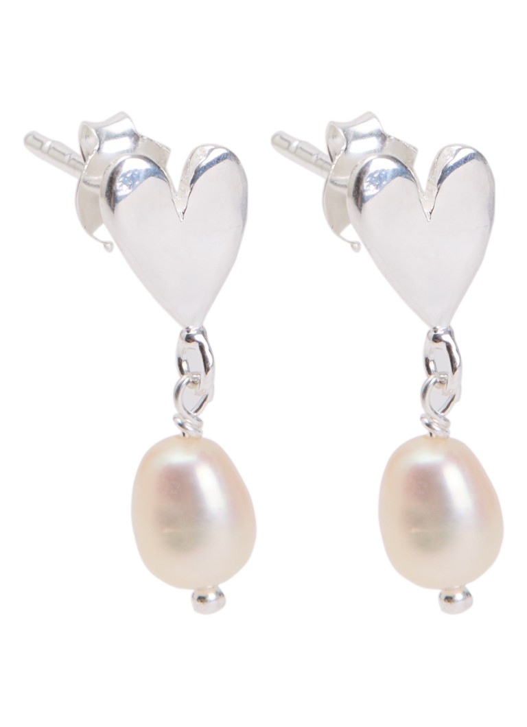 Bibi Camille Meisjes Heart Pearl oorstekers van zilver in de kleur Zilver, maat: OS