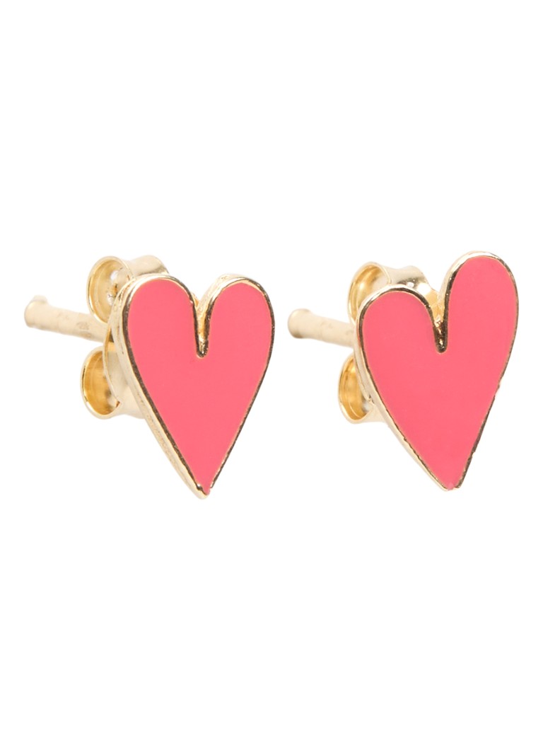 Bibi Camille Meisjes Mini Heart oorknopjes verguld in de kleur Roze, maat: OS