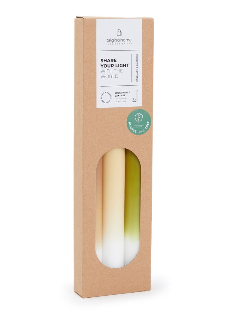 Originalhome Gradient kaars 30 cm set van 3 Groen - Deal