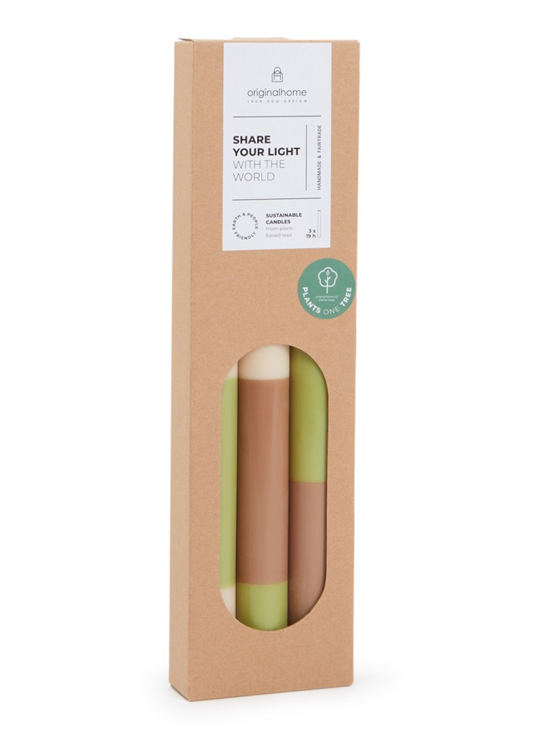 Originalhome Layered kaars 30 cm set van 3 Groen - Deal