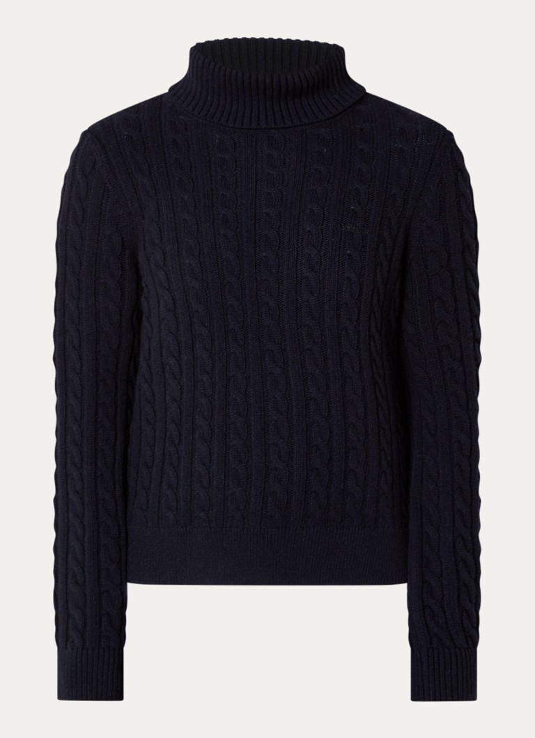 Barbour Dames Ambleside grofgebreide trui met col in de kleur Blauw, maat: 34