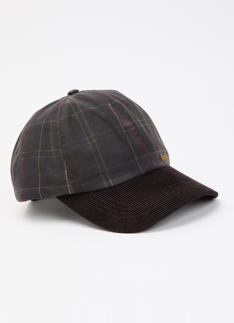 Barbour Dames Arlene pet met ruitdessin met details van corduroy in de kleur Donkerbruin, maat: ONE SIZE