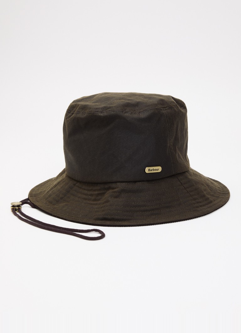 Barbour Dames Delilah bucket hoed met details van corduroy in de kleur Olijfgroen, maat: L
