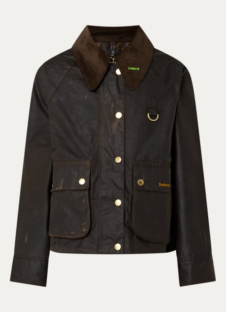 Barbour Dames Icons Modern Spey A-lijn barn jack met klepzakken in de kleur Donkerbruin, maat: 34